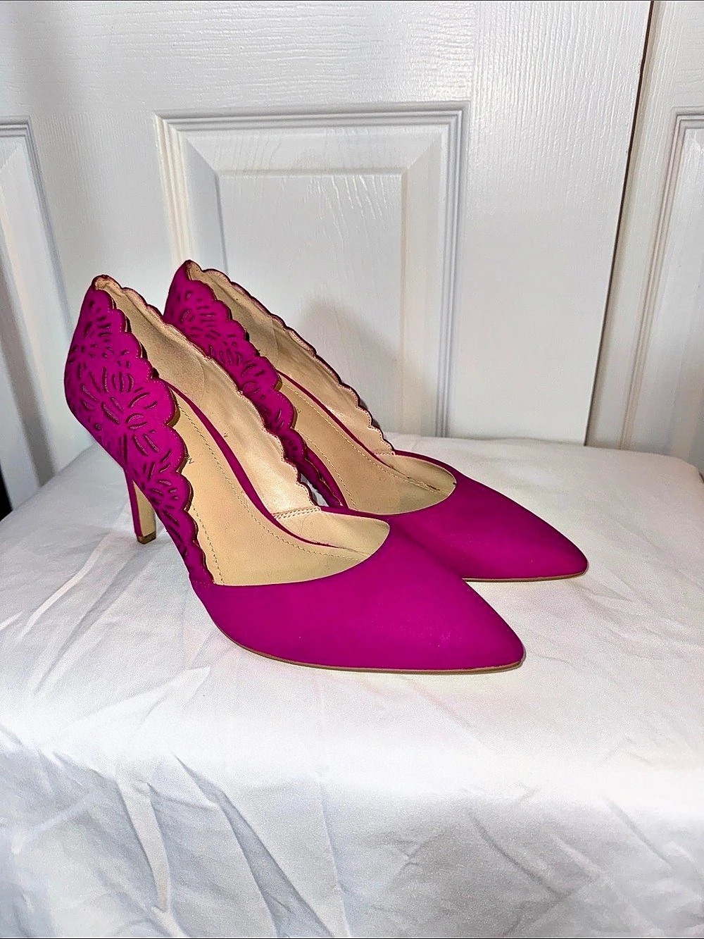 BCBGeneration Pink Scalloped Pumps